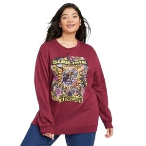 🩷Sublime sweatshirt Women’s Large pullover sun to freedom graphic art burgundy